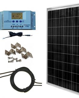 WindyNation-100-Watt-Solar-Panel-Complete-Off-Grid-RV-Boat-Kit-with-LCD-PWM-Charge-Controller-Solar-Cable-MC4-Connectors-Mounting-Brackets-0